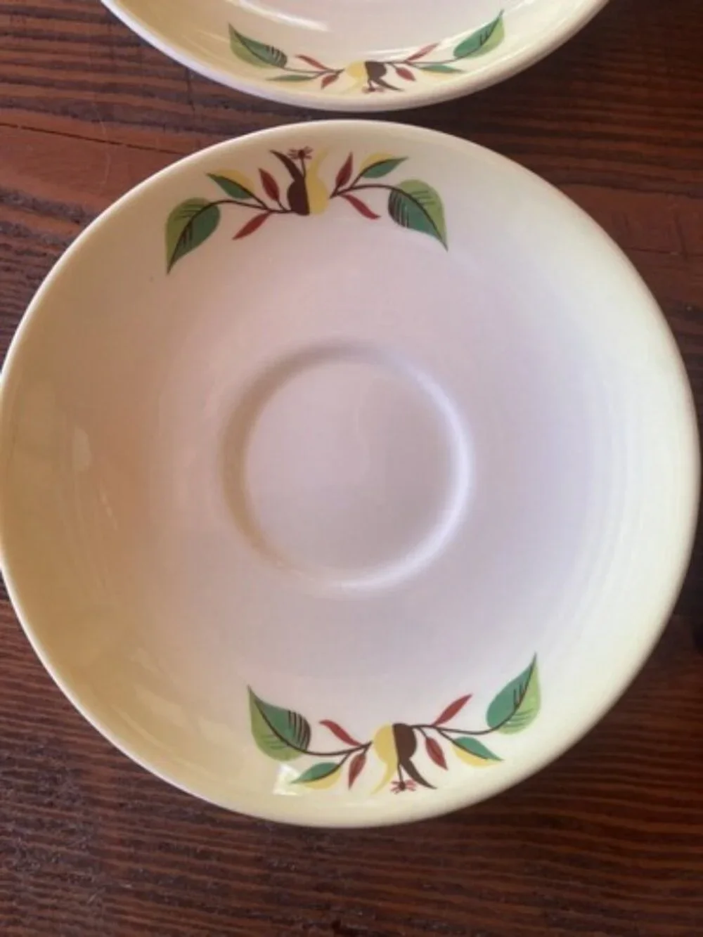 6 Teacup Saucers Taylor Smith Taylor Swiss Provincial 6” Yellow Antique 1952